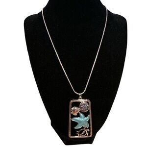 OCEANA TRADING STARFISH BEACHY SEASIDE SILVER-TONE BLUE NECKLACE